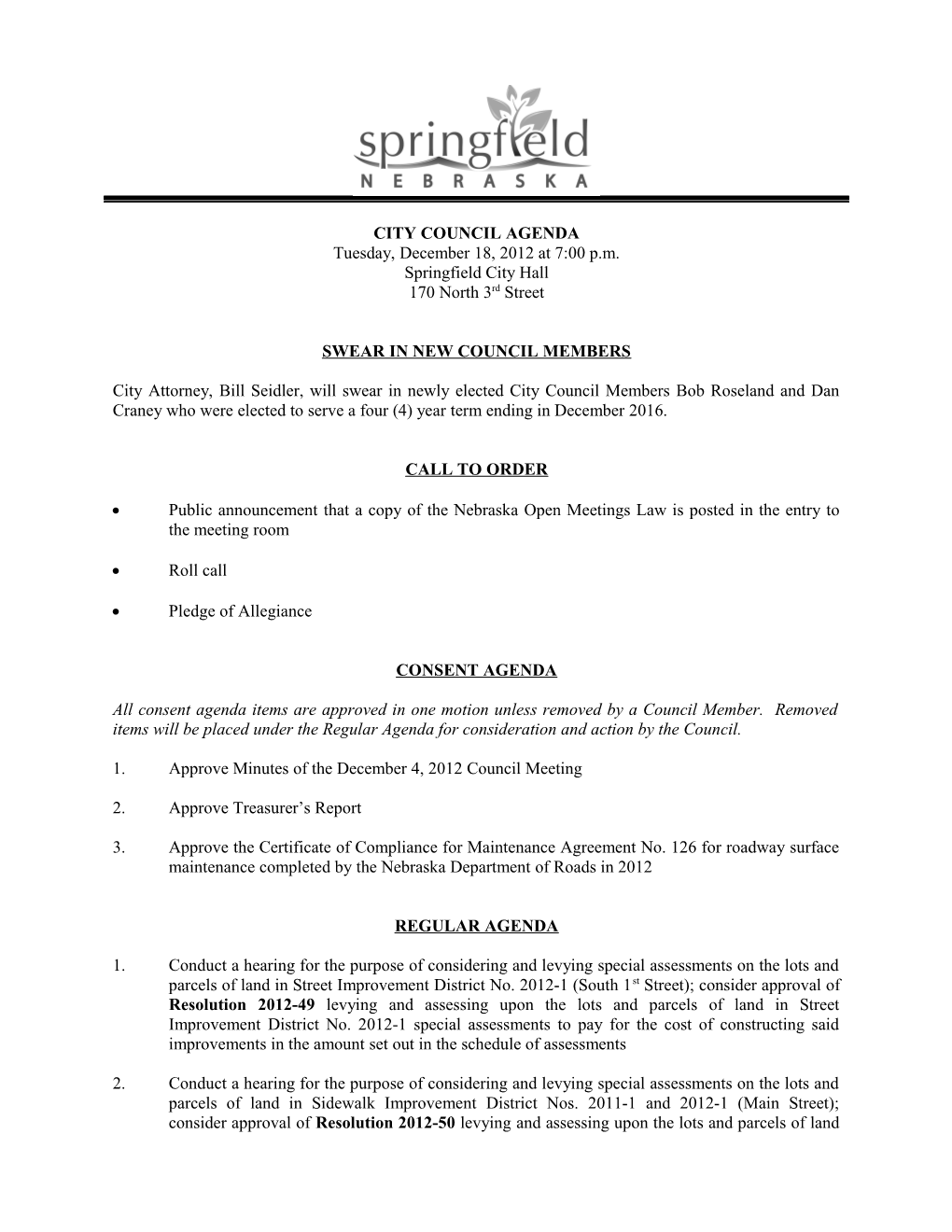 City Council Agenda s1