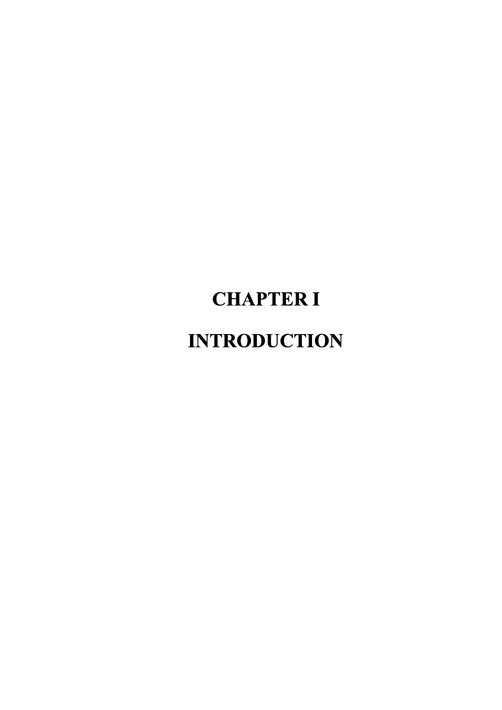 Chapter I Introduction