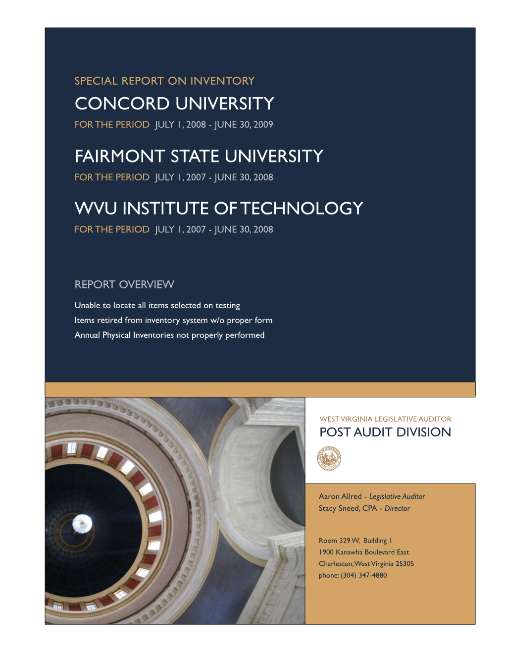 Concord University Fairmont State University West Virginia University Institute of Technology