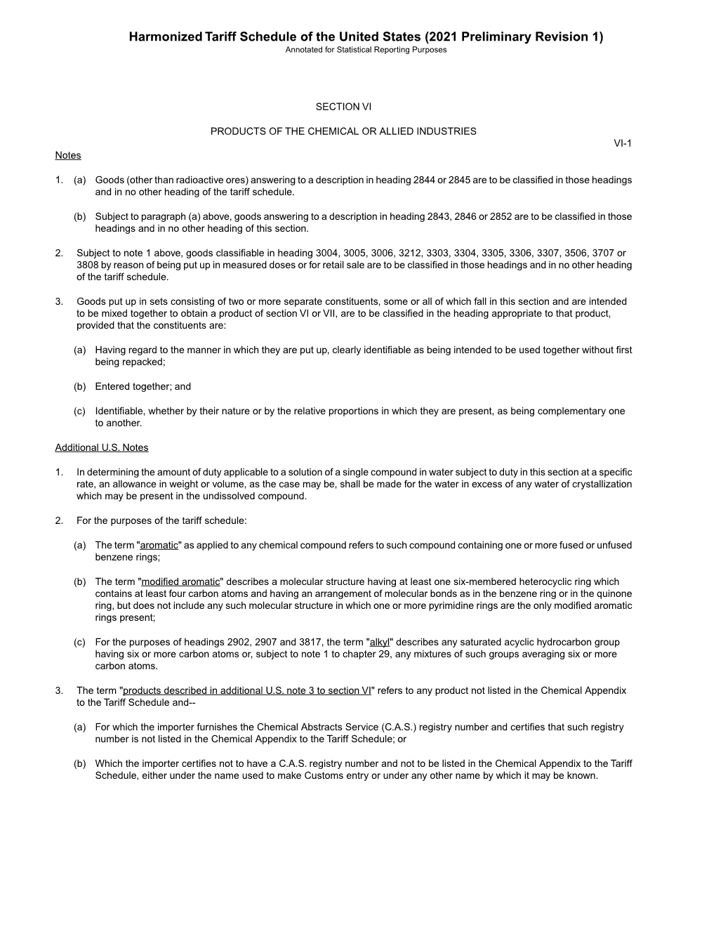 Harmonized Tariff Schedule of the United States (2021 Preliminary Revision 1) Annotated for Statistical Reporting Purposes