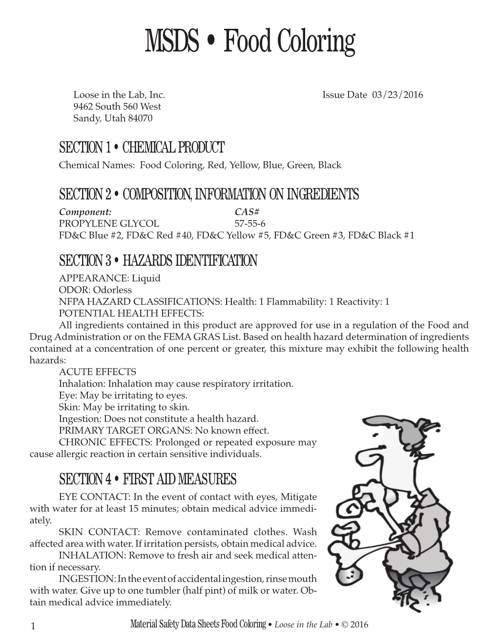 MSDS • Food Coloring