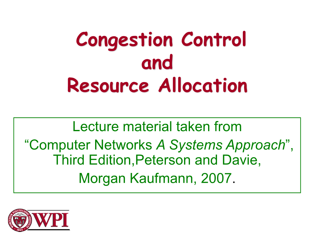 Congestion Control Outline