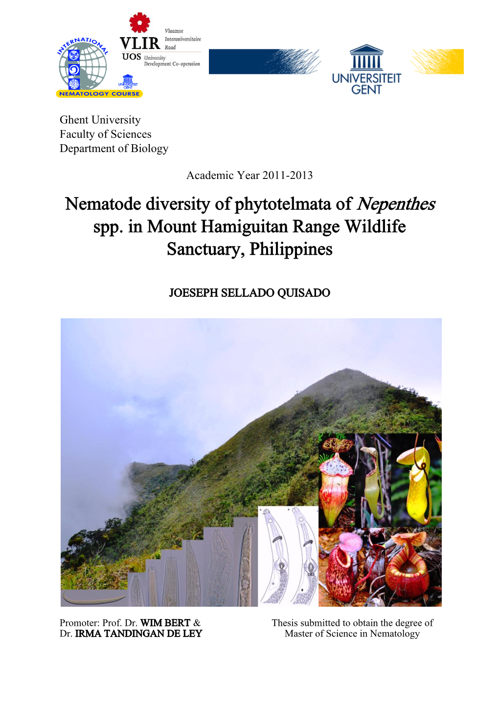 Nematode Diversity of Phytotelmata of Nepenthes Spp. in Mount Hamiguitan Range Wildlife Sanctuary, Philippines