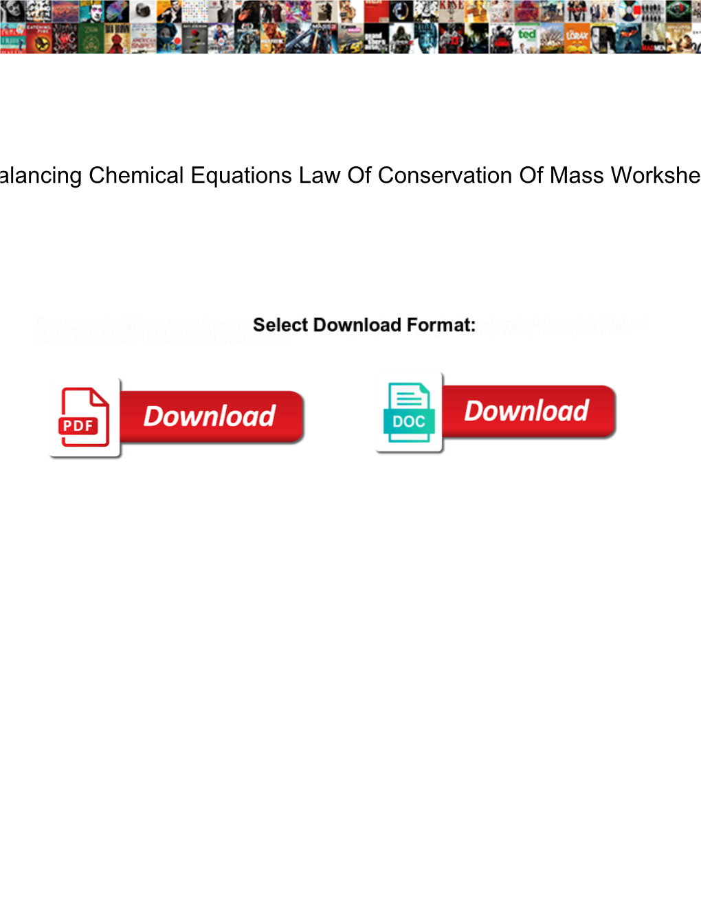 Balancing Chemical Equations Law of Conservation of Mass Worksheet
