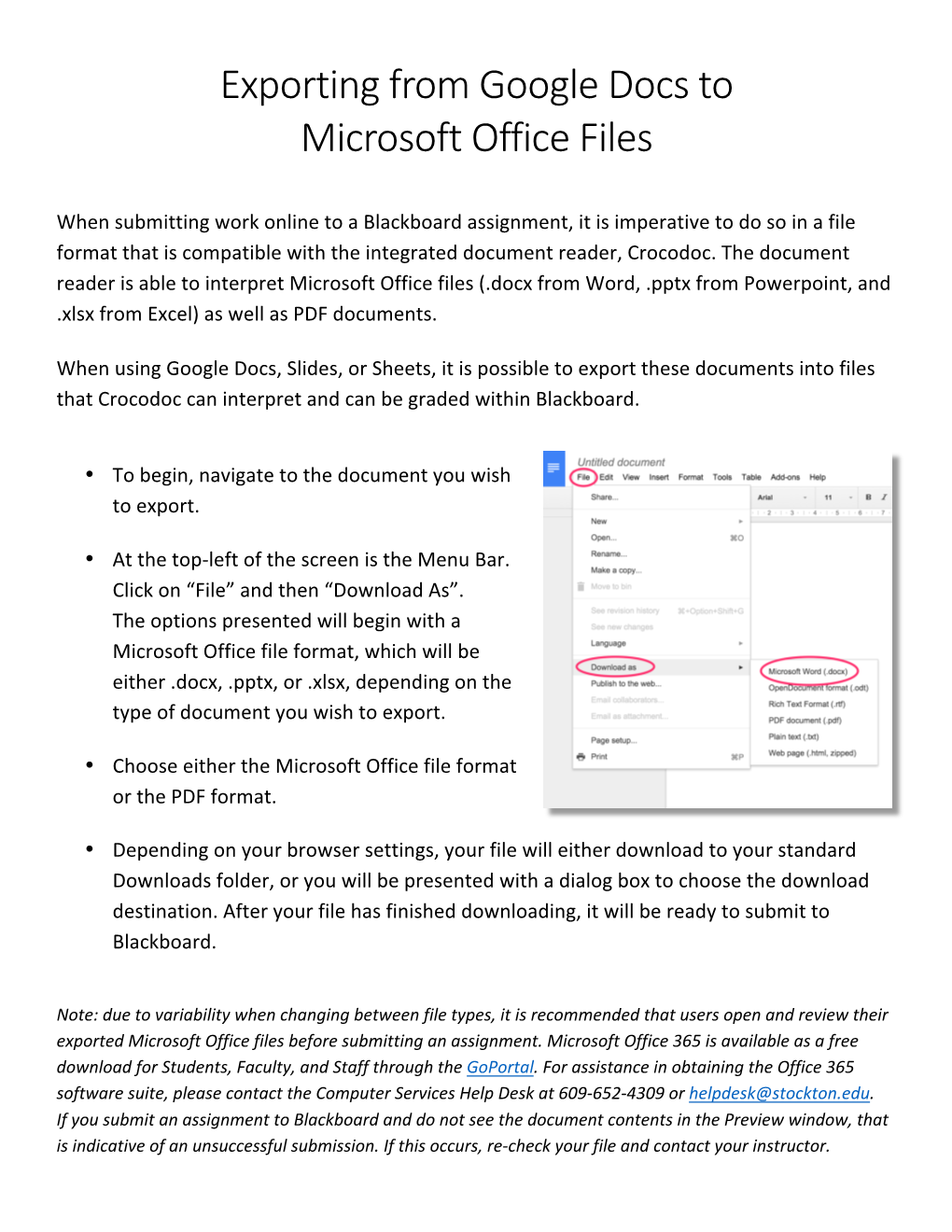 Exporting from Google Docs to Microsoft Office Files