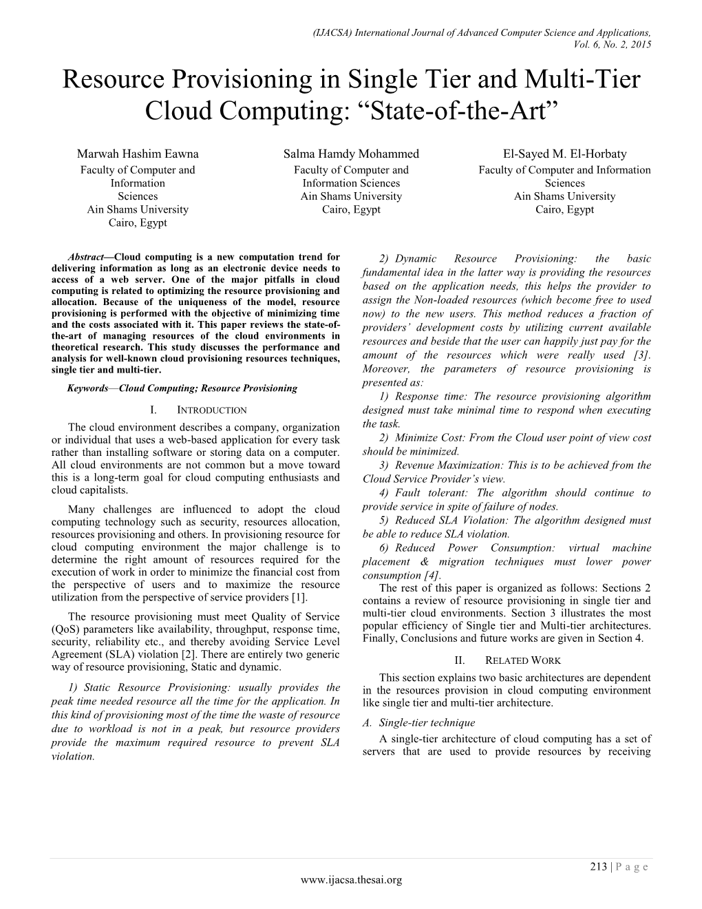 Resource Provisioning in Single Tier and Multi-Tier Cloud Computing: ―State-Of-The-Art‖