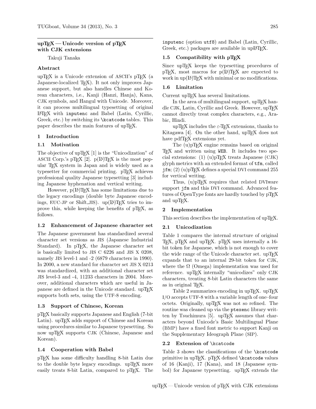 Uptex — Unicode Version of Ptex with CJK Extensions 286 Tugboat, Volume 34 (2013), No