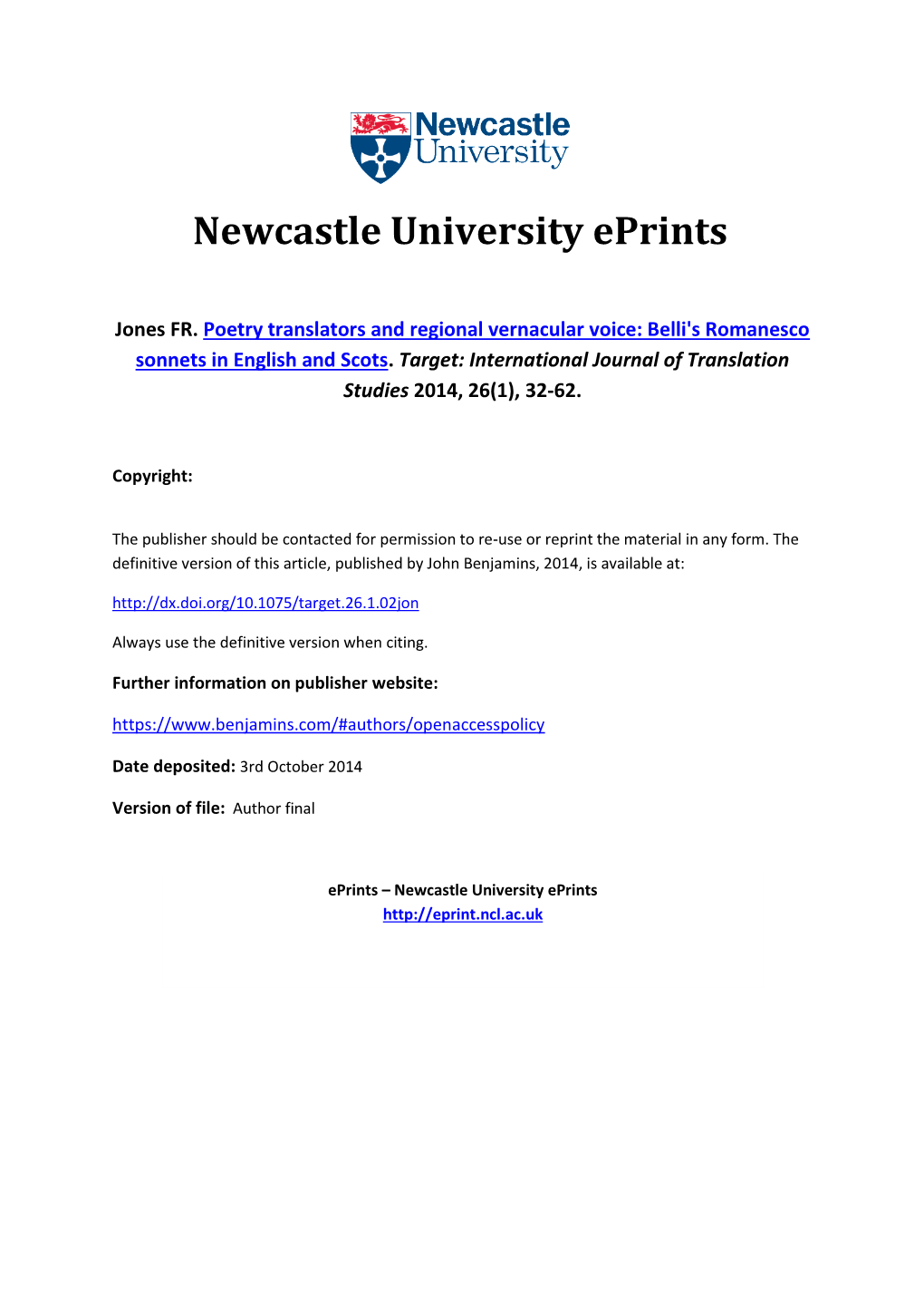 Newcastle University Eprints