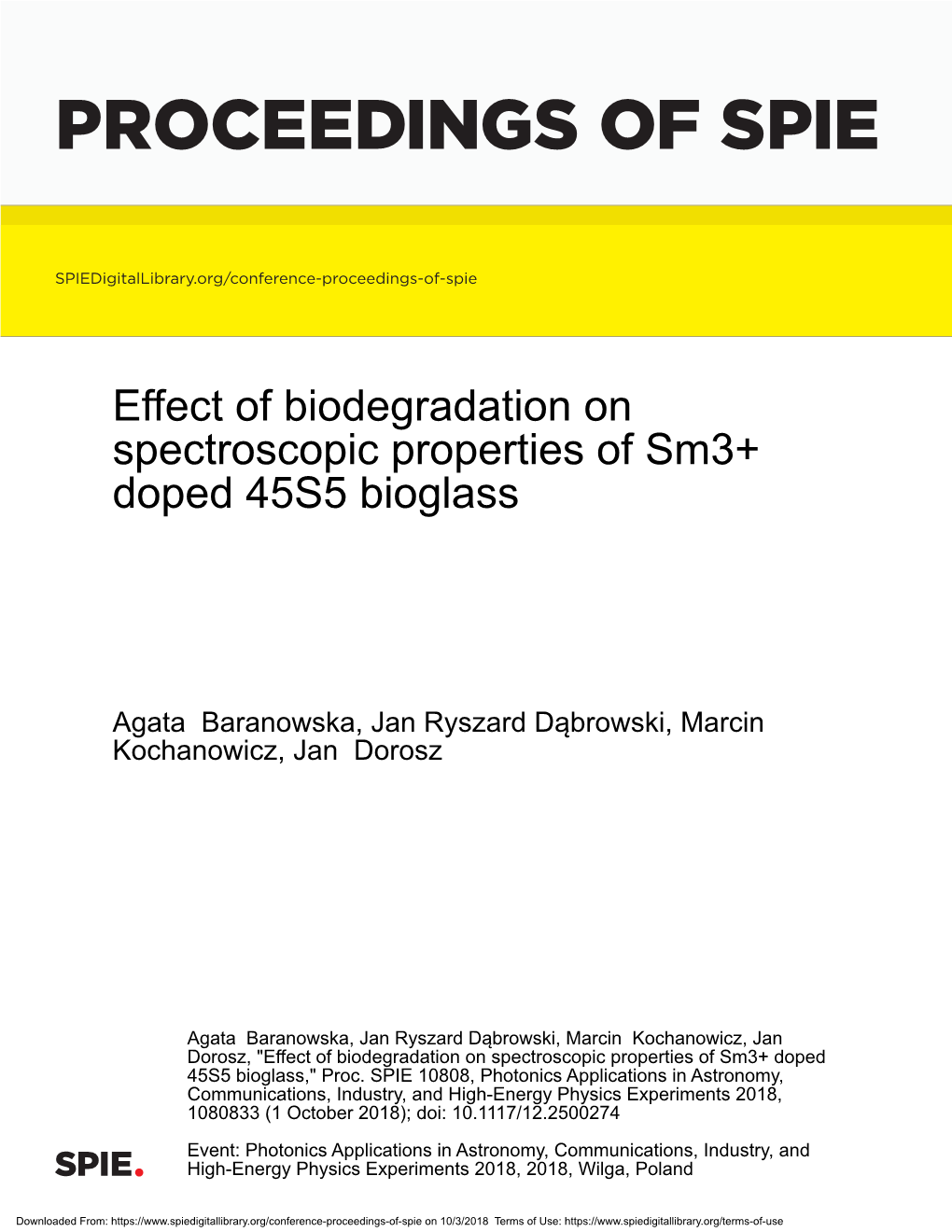 Proceedings of Spie