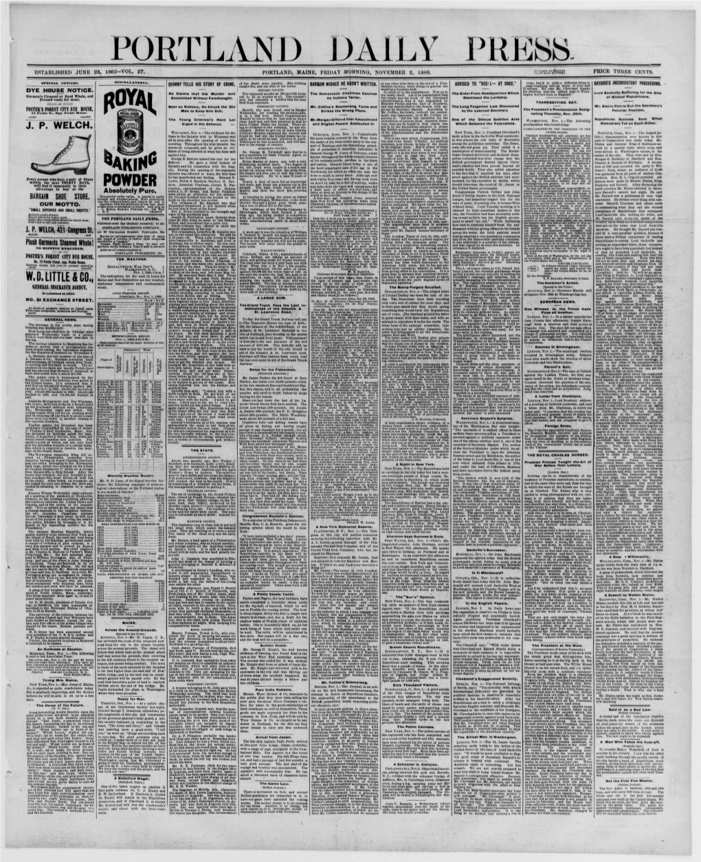 Portland Daily Press: November 02,1888