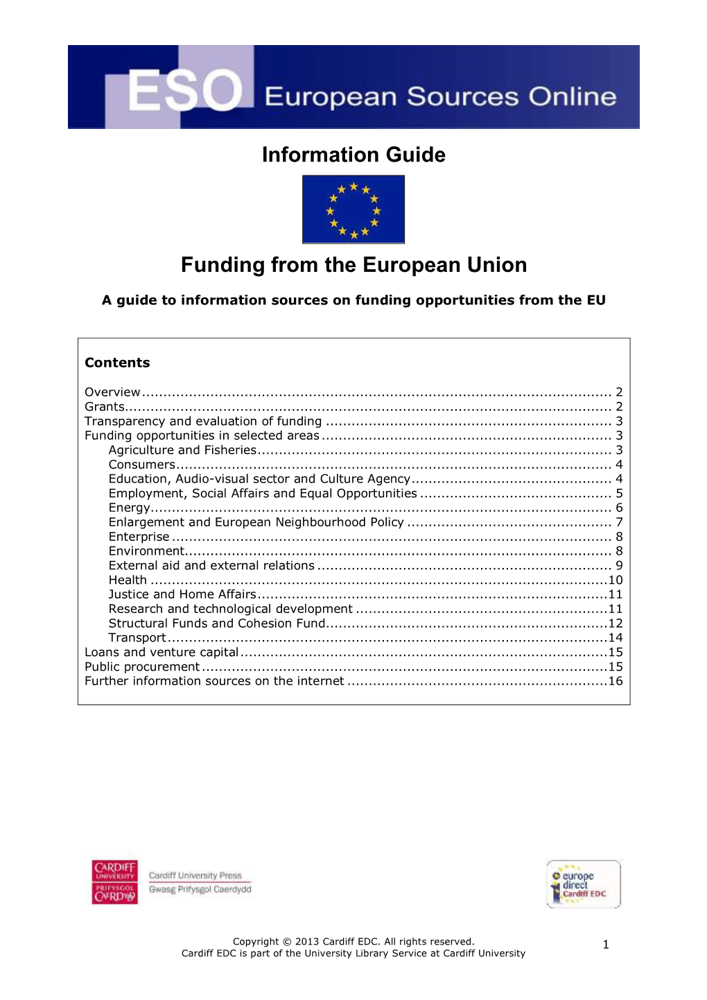 Information Guide Funding from the European Union