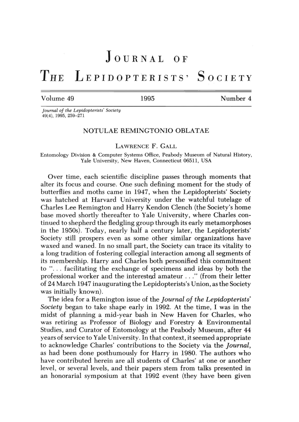 Journal of the Lepidopterists' Society 49(4), 1995, 259-271