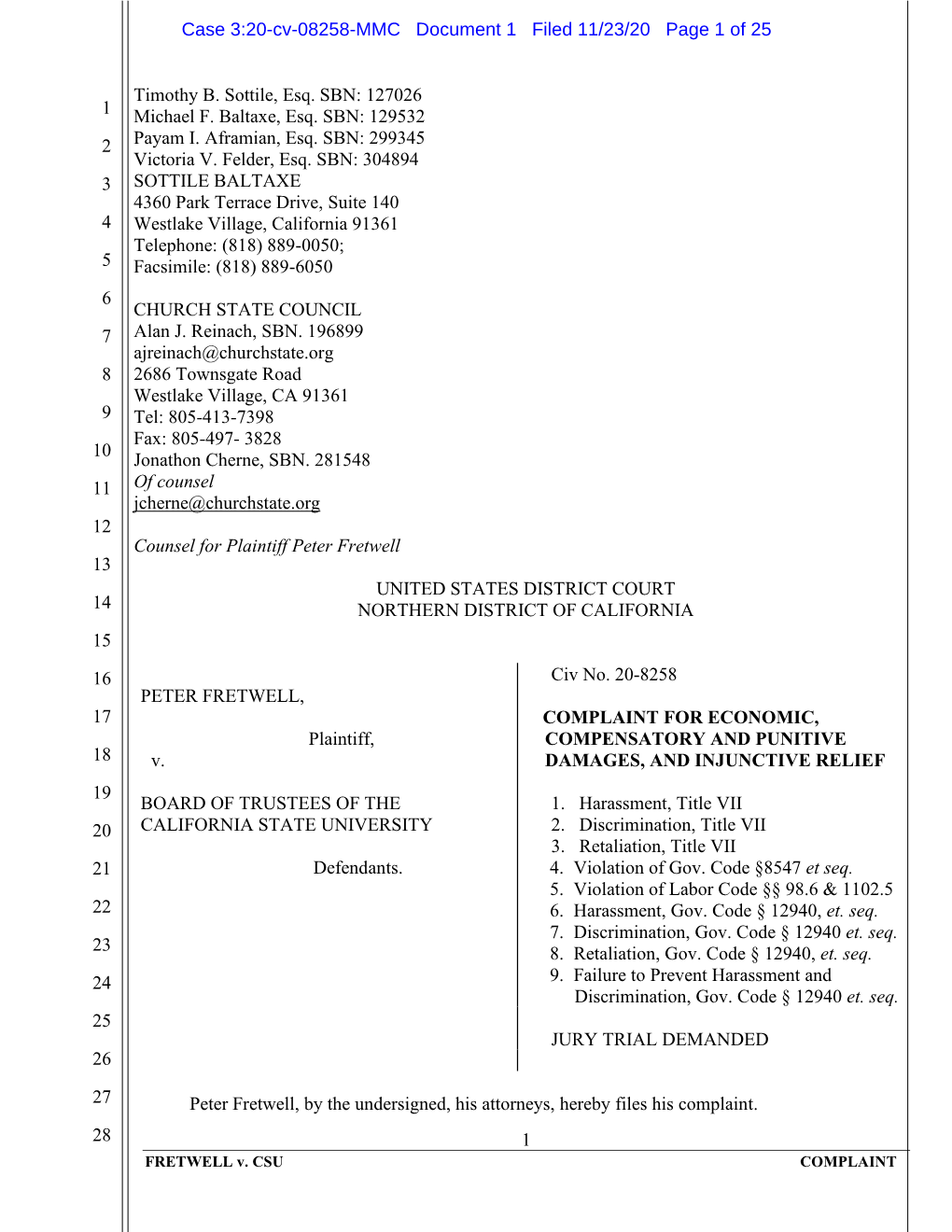 Fretwell V. Board of Trustees of the California