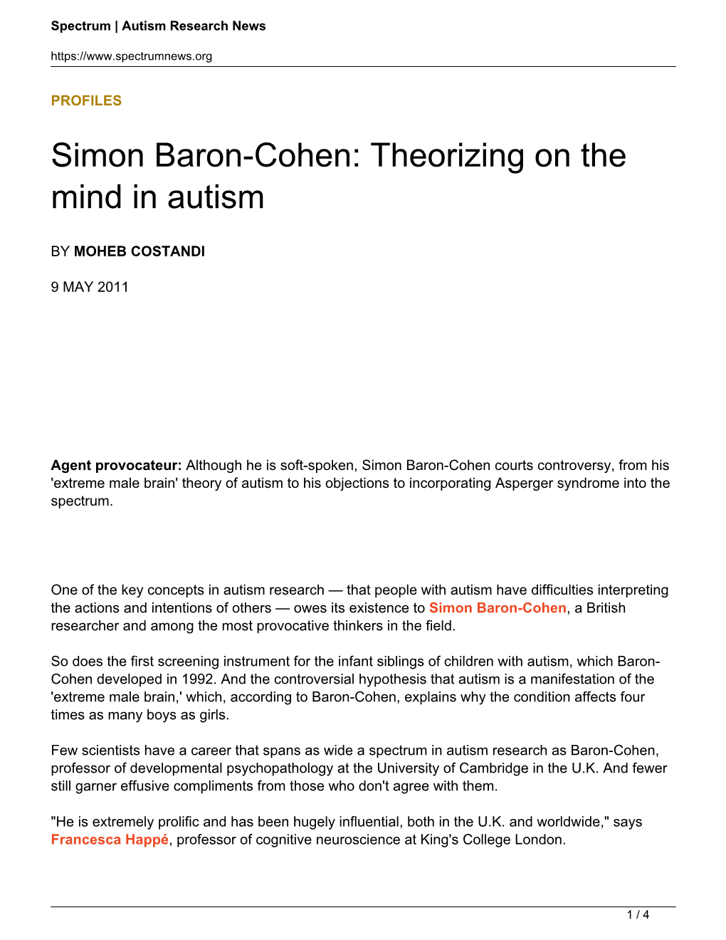 Simon Baron-Cohen: Theorizing on the Mind in Autism
