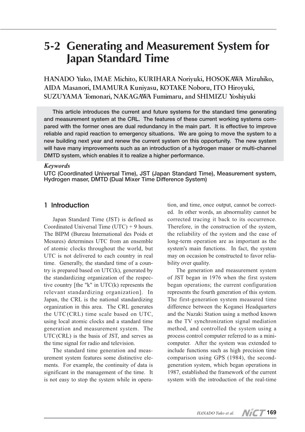 5-2 Generating and Measurement System for Japan Standard Time