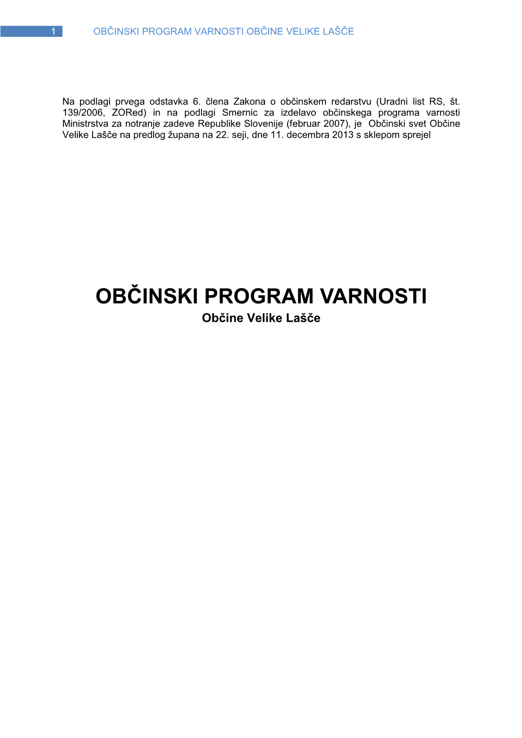 Občinski Program Varnosti Občine Vrhnika