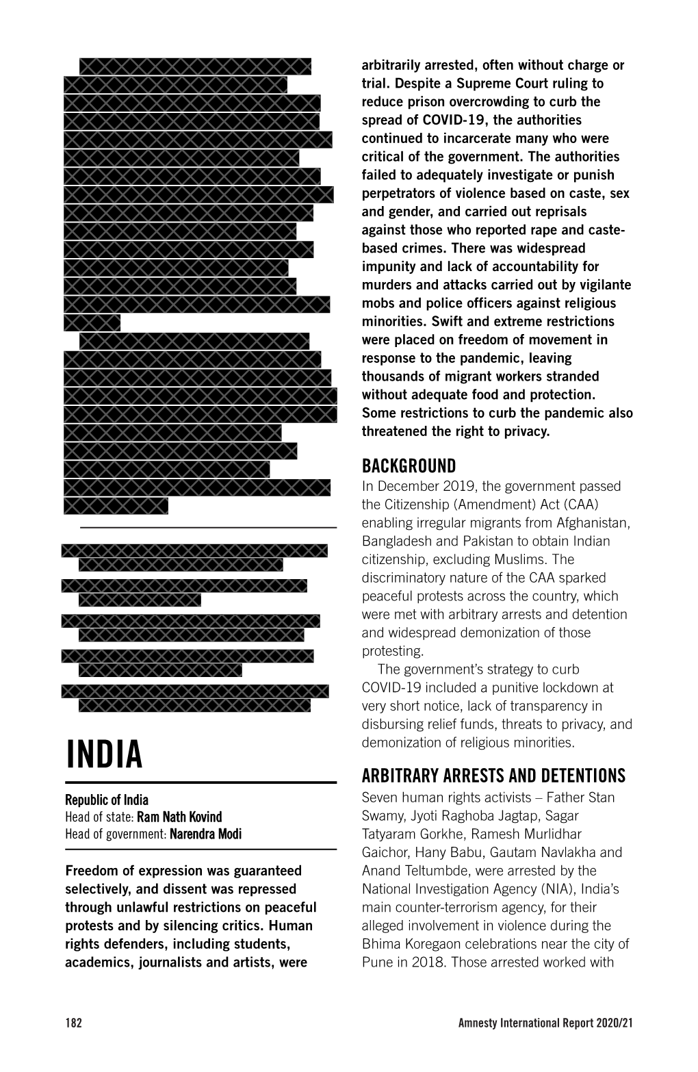 Background Arbitrary Arrests and Detentions