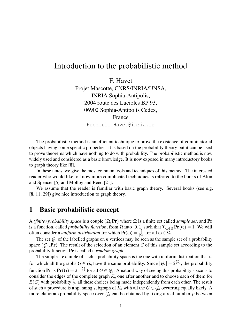 Introduction to the Probabilistic Method