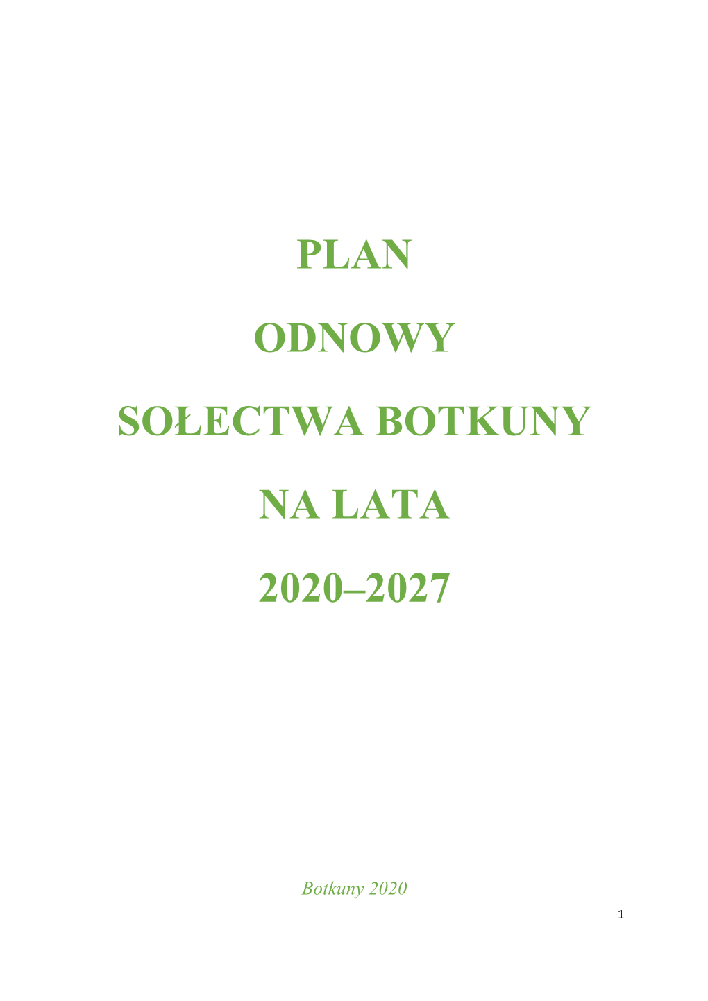 Plan Odnowy Sołectwa Botkuny Na Lata 2020–2027