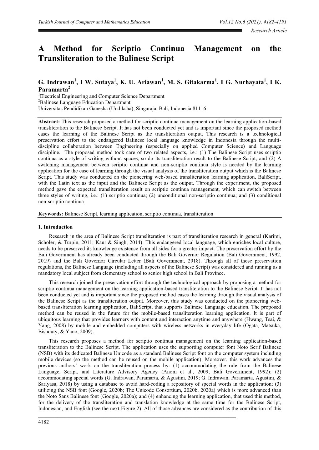 A Method for Scriptio Continua Management on the Transliteration to the Balinese Script