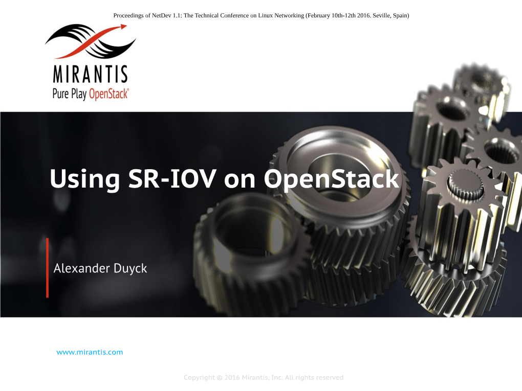 Using SR-IOV on Openstack