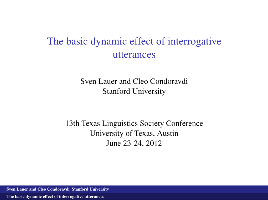 The Basic Dynamic Effect of Interrogative Utterances