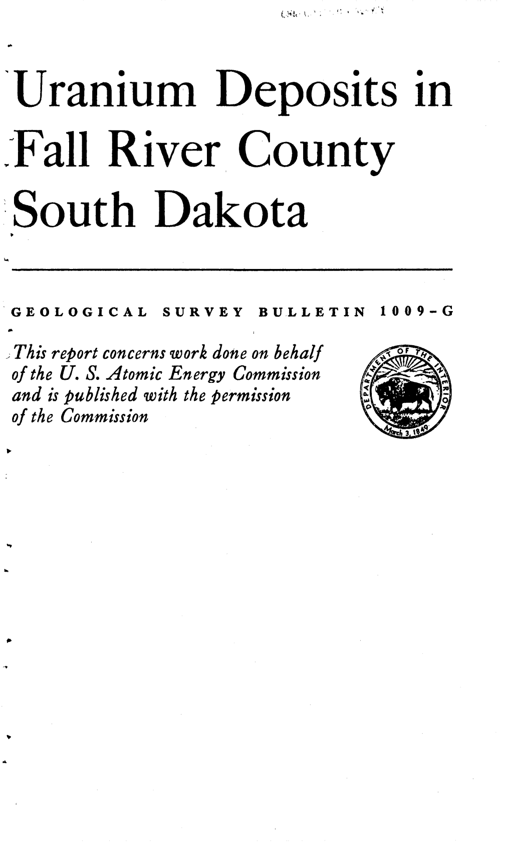 Uranium Deposits in Fall River County South Dakota