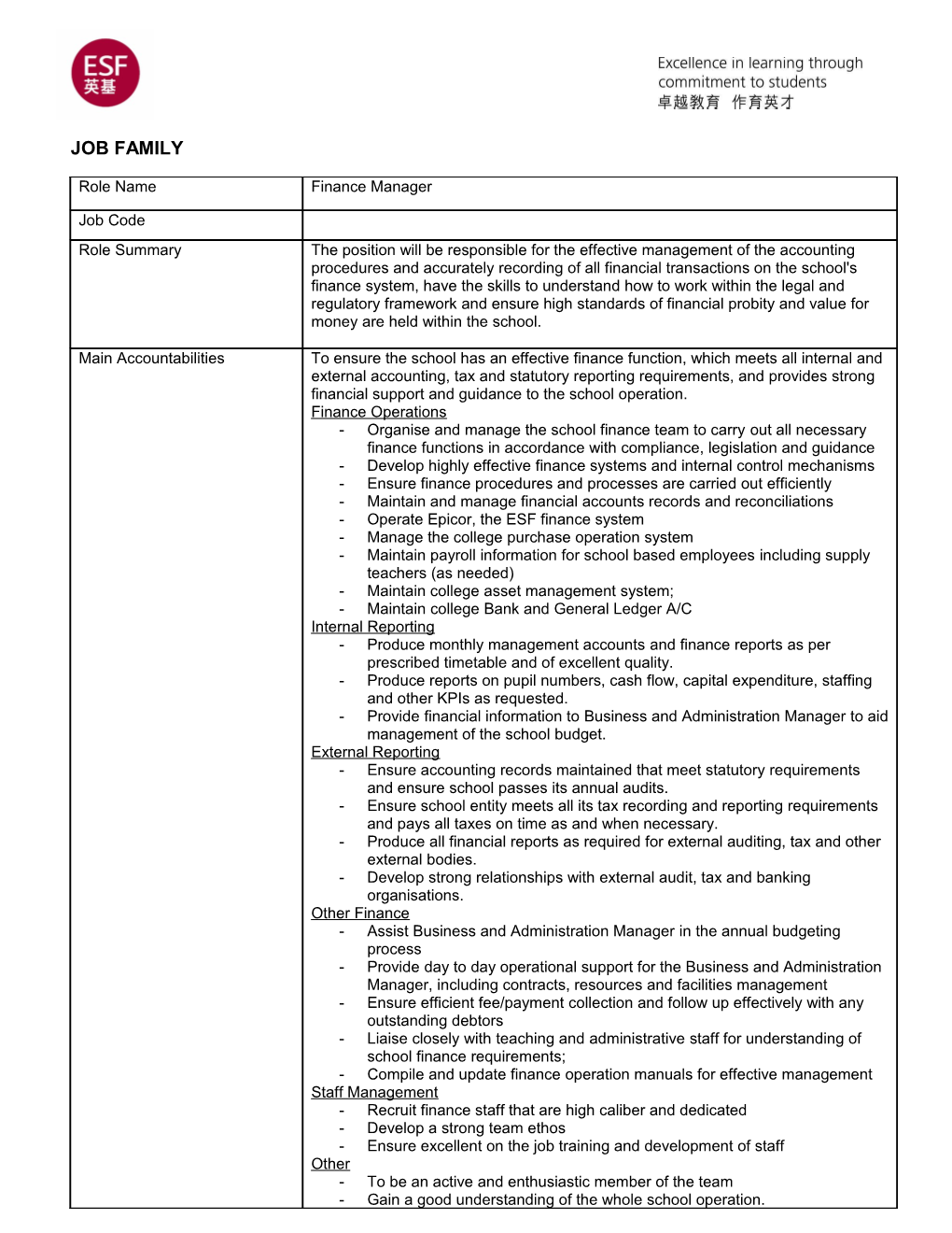 English Schools Foundation Confidential Version