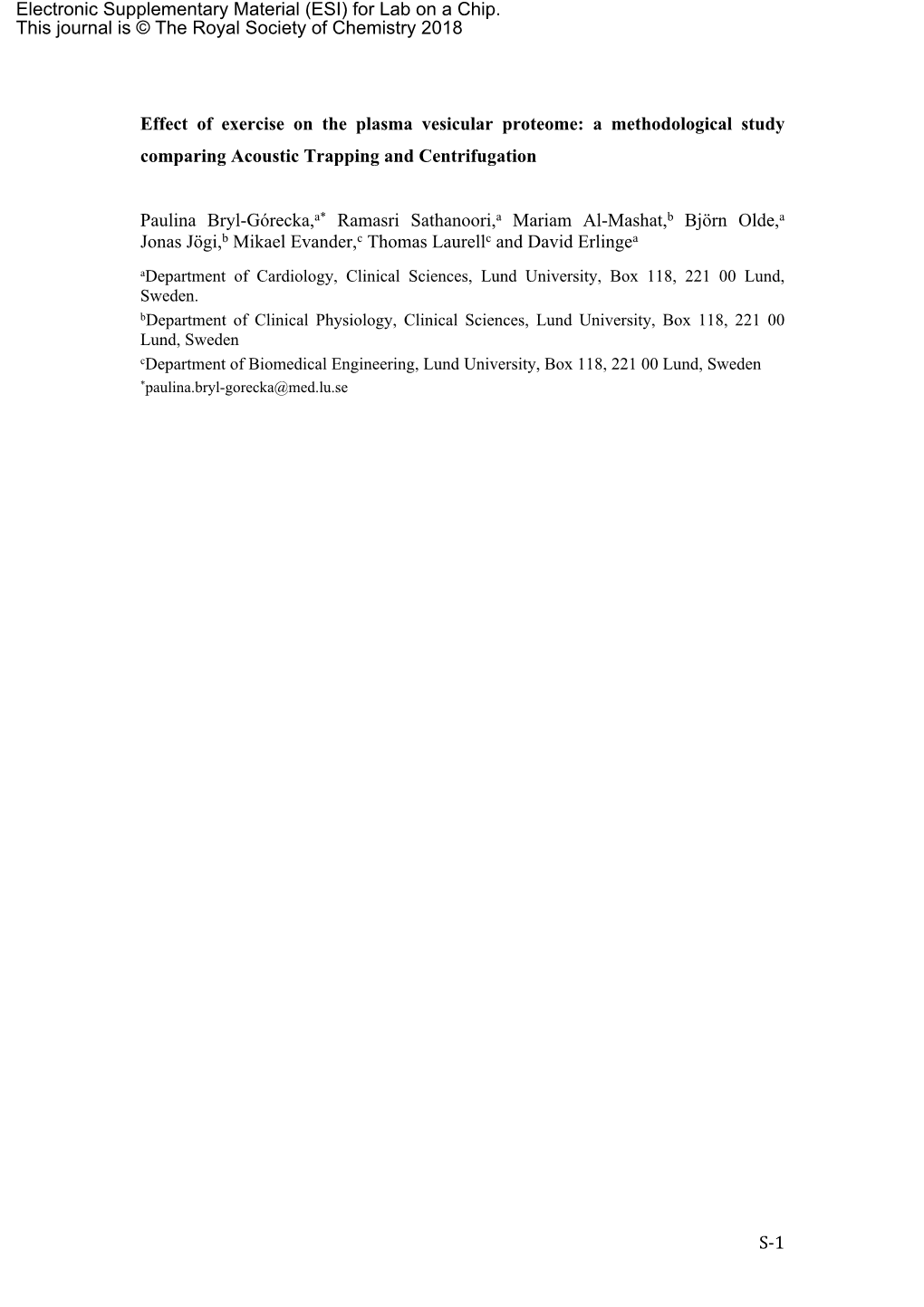 Effect of Exercise on the Plasma Vesicular Proteome: a Methodological Study Comparing Acoustic Trapping and Centrifugation