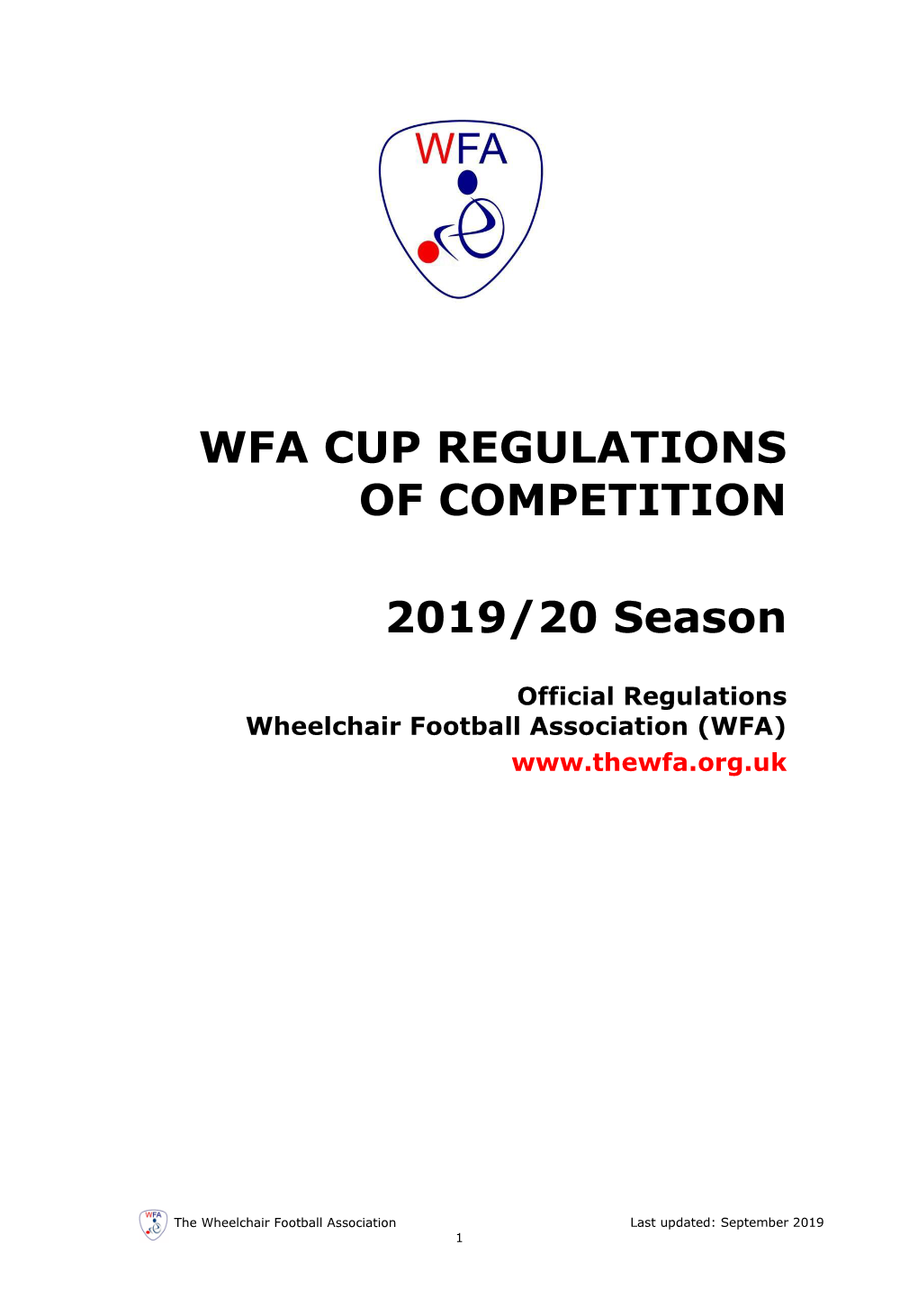 WFA CUP REGULATIONS of COMPETITION 2019/20 Season