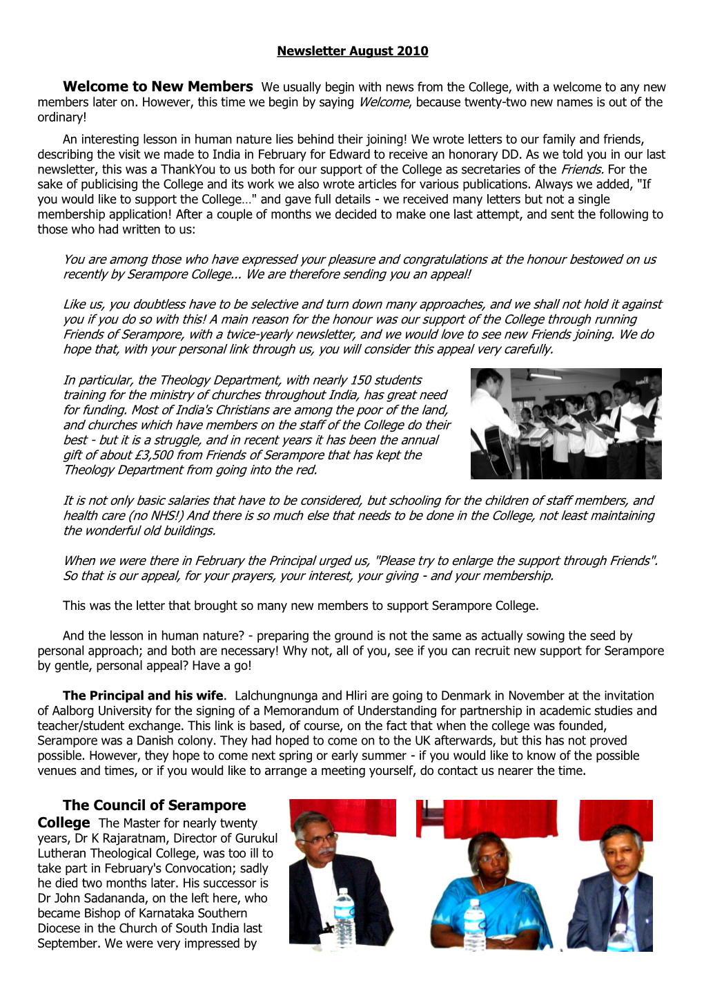 Newsletter August 2010