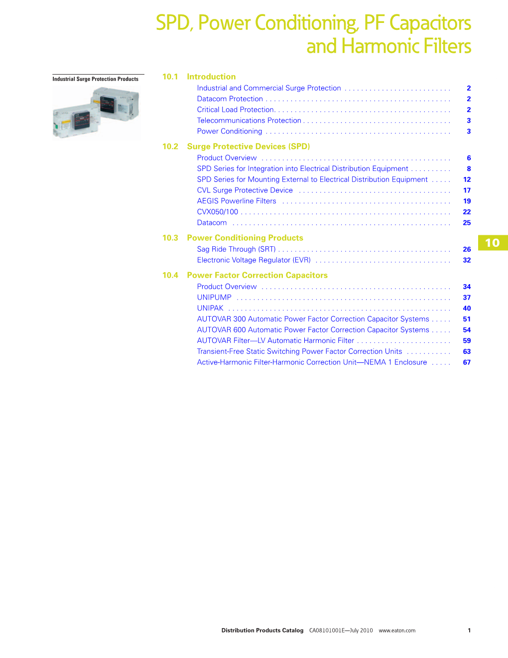 SPD, Power Conditioning, PF Capacitors and Harmonic Filters