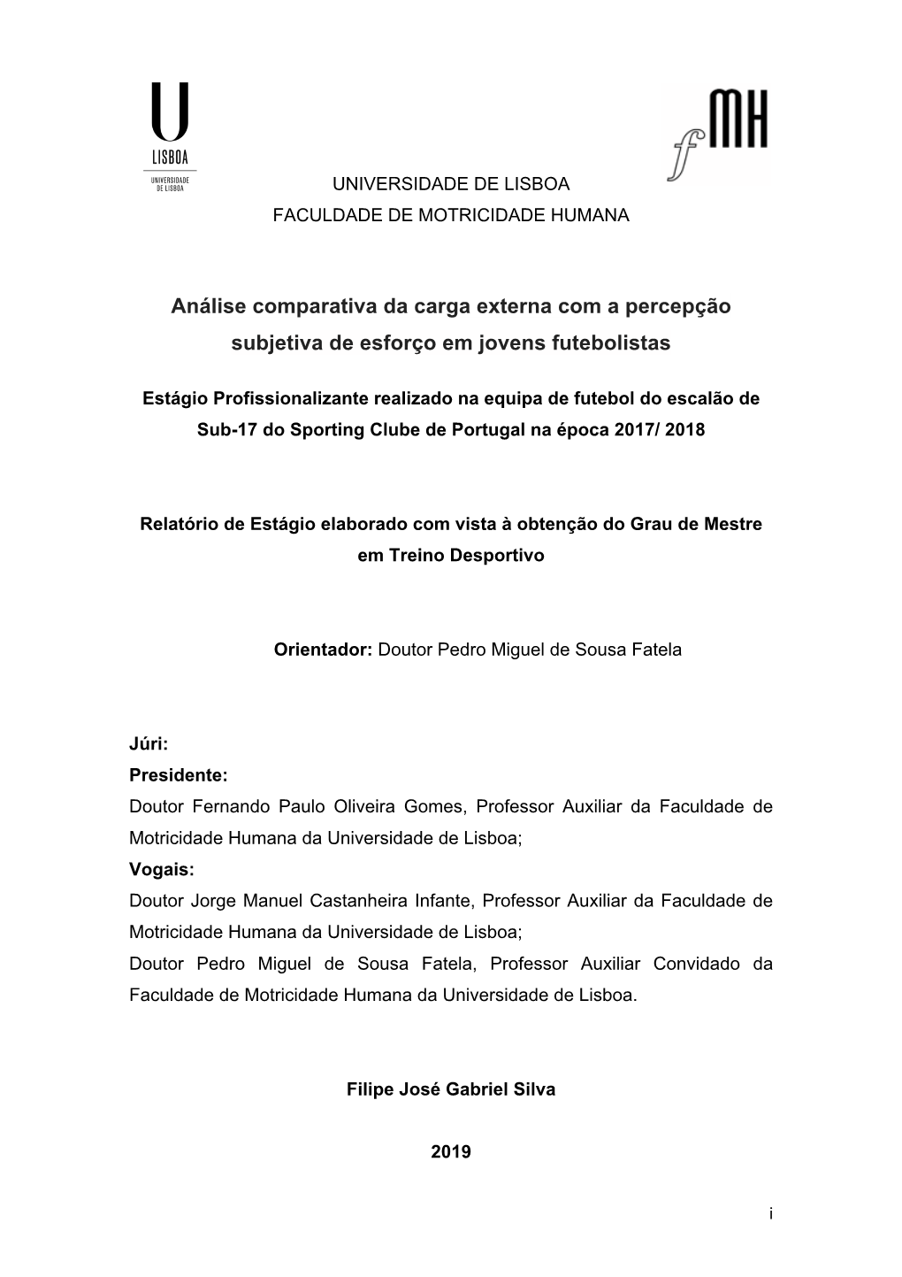 2019 Relatório Estágio Em Treino Desportivo FMH