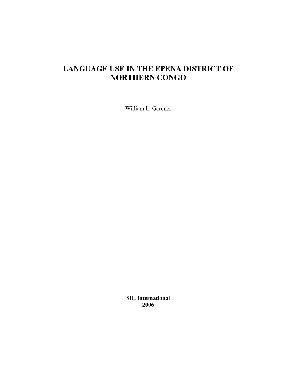 Language Use in the Epena District of Northern Congo