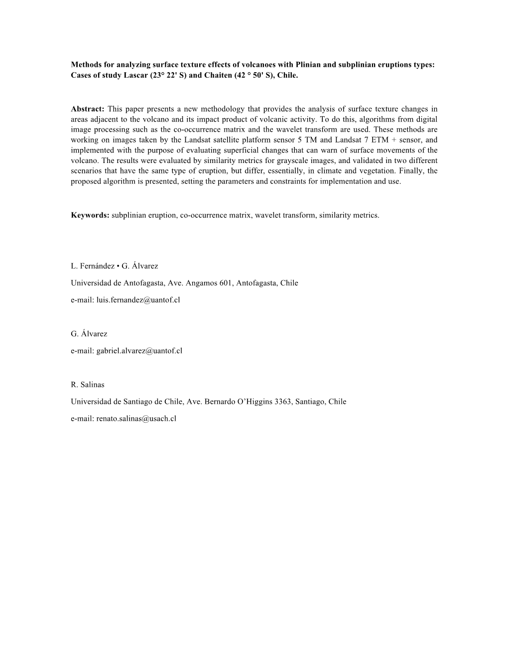 Methods for Analyzing Surface Texture Effects of Volcanoes With