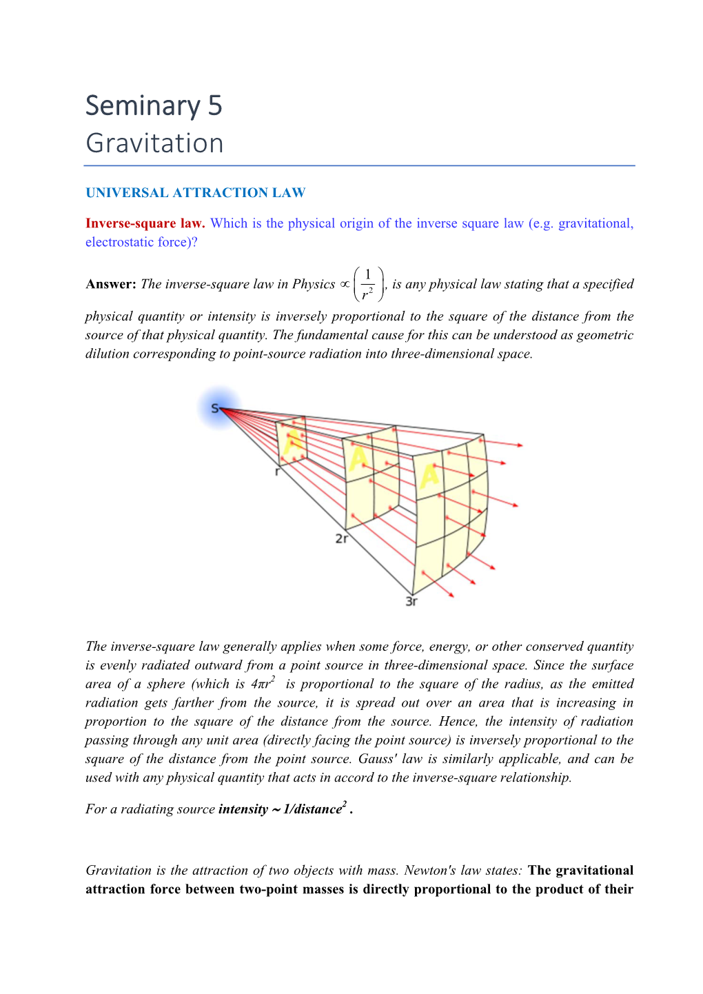 Seminary 5 Gravitation