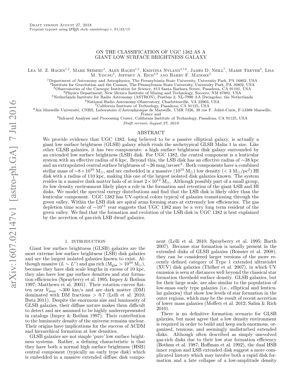 On the Classification of UGC1382 As a Giant Low Surface Brightness Galaxy