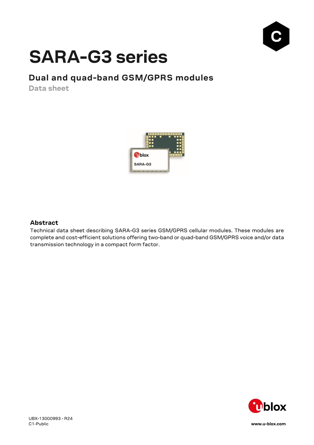 SARA-G3 Series Dual and Quad-Band GSM/GPRS Modules Data Sheet