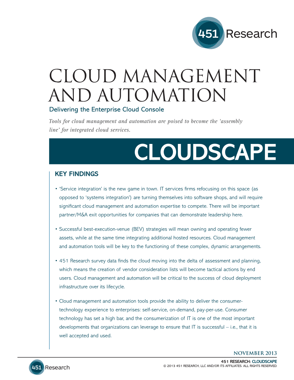 Cloudscape Key Findings