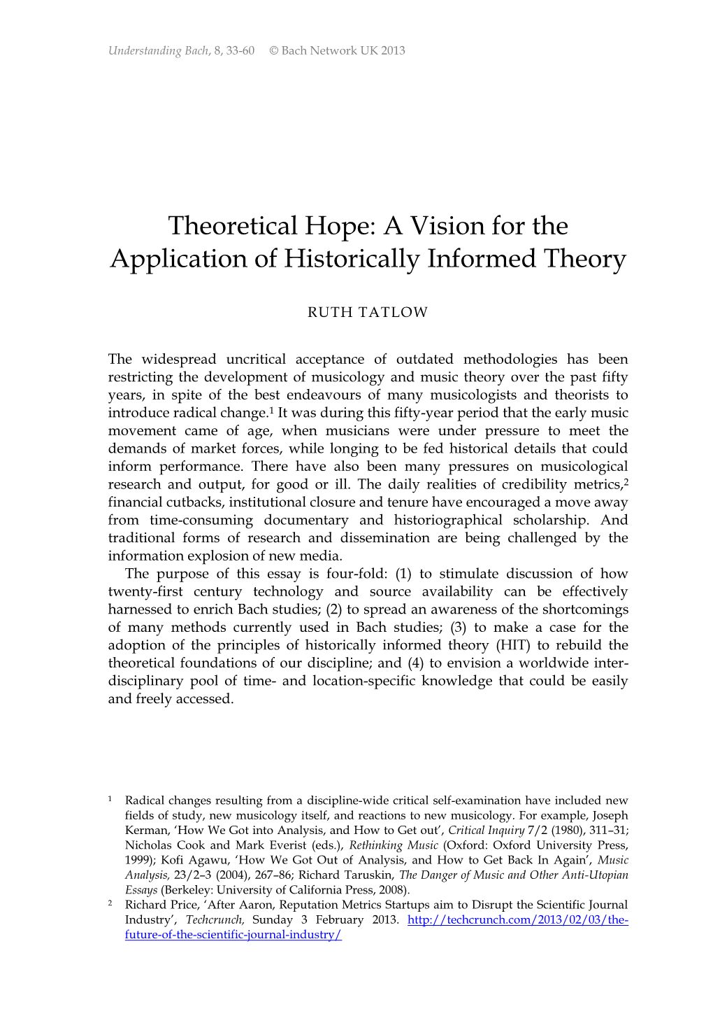 Theoretical Hope: a Vision for the Application of Historically Informed Theory
