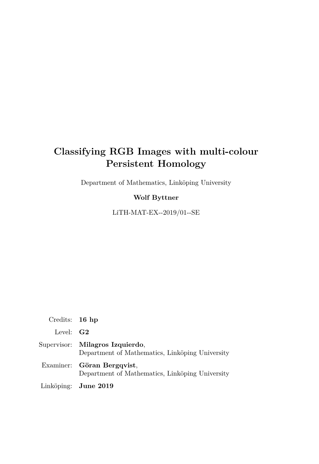 Classifying RGB Images with Multi-Colour Persistent Homology