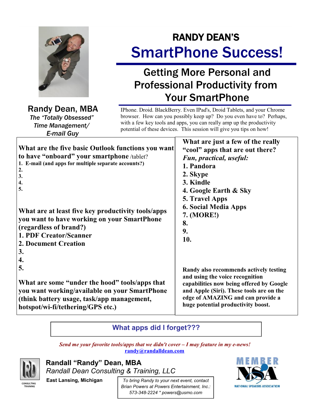 Smartphone Success! Getting More Personal and Professional Productivity From