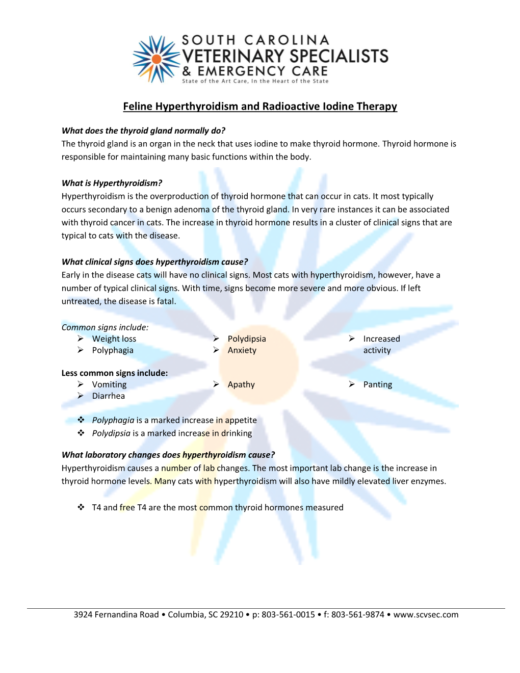 Feline Hyperthyroidism and Radioactive Iodine Therapy