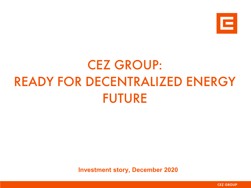 Cez Group: Ready for Decentralized Energy Future