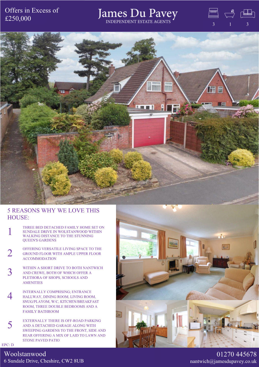 Woolstanwood 01270 445678 Offers in Excess of £250,000