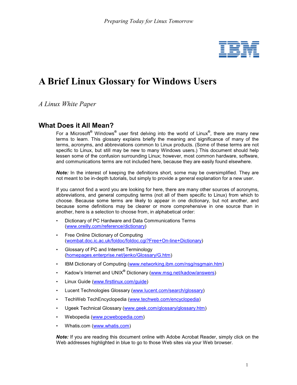 A Brief Linux Glossary for Windows Users