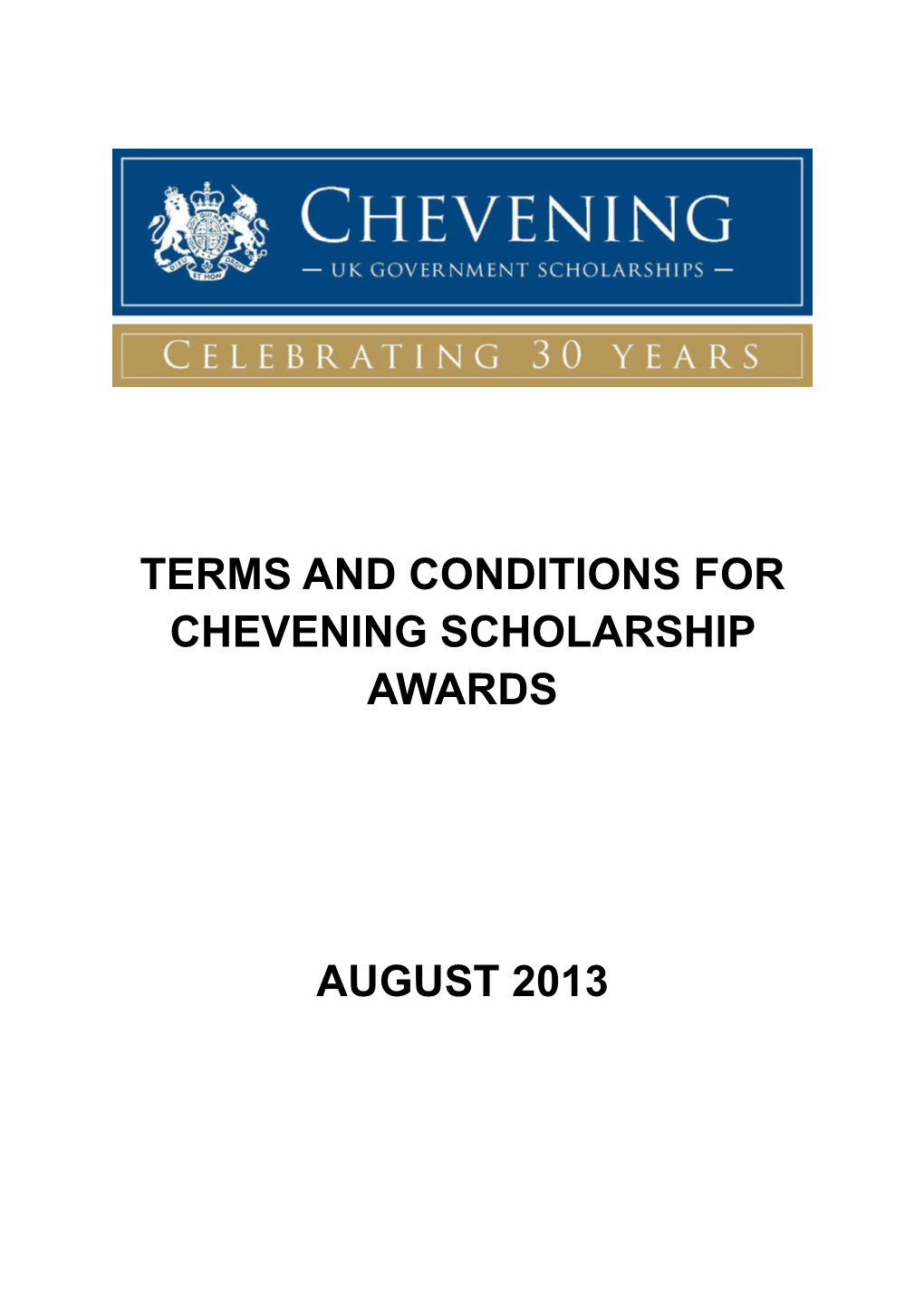 Terms and Conditions for Chevening Scholarship Awards