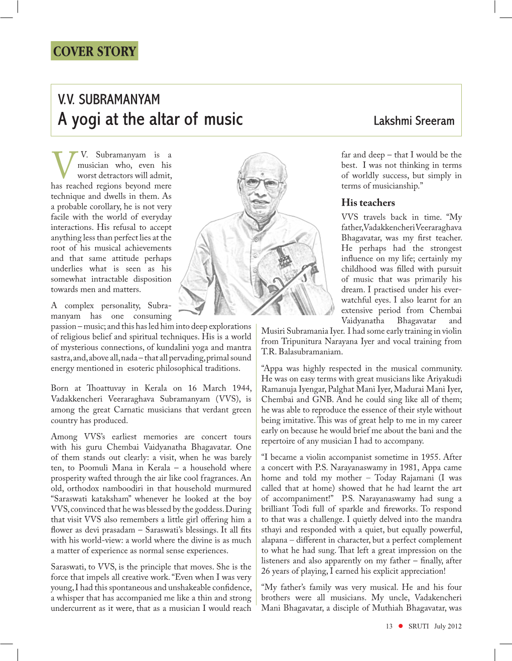 A Yogi at the Altar of Music Lakshmi Sreeram