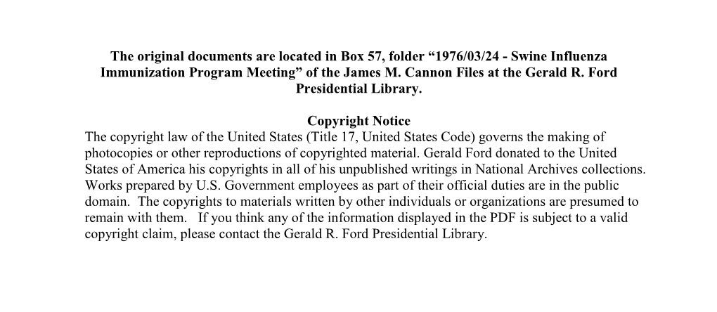 1976/03/24 - Swine Influenza Immunization Program Meeting” of the James M