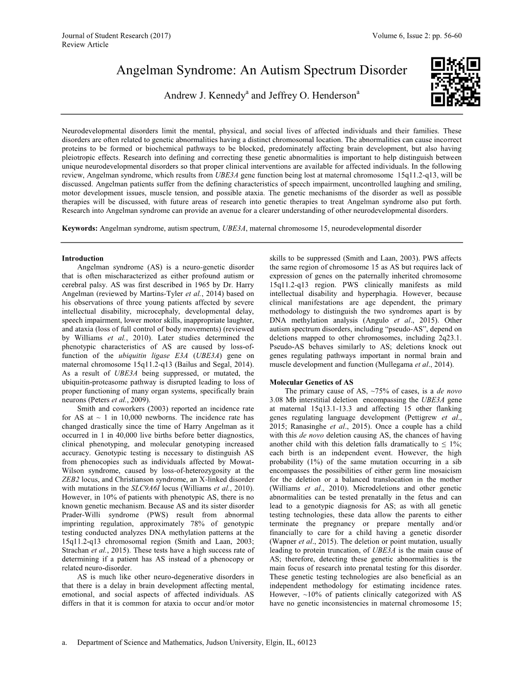 Angelman Syndrome: an Autism Spectrum Disorder